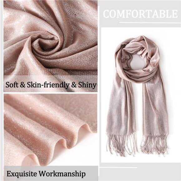 Sparkly Metallic Shawls Wraps, Rose Gold - Picture 6 of 7
